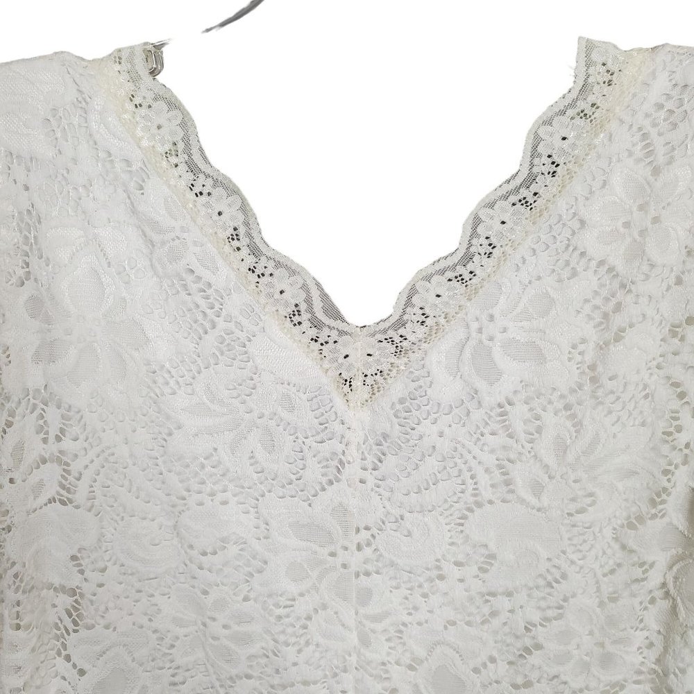 Love Chesley Size 3XL Dress Lace Midi Full Hem V-neck Sleeveless Romantic White - Picture 8 of 11